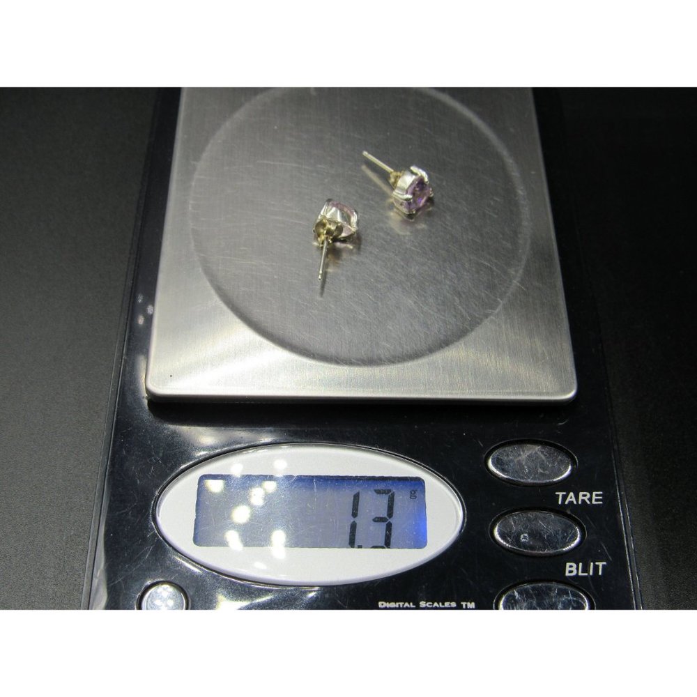 Sterling Silver Cute Purple Amethyst Heart Small Stud Earrings View 6